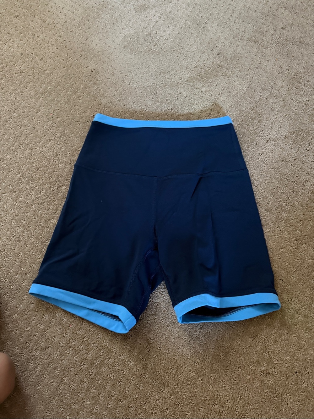 lululemon athletica Navy Bike Shorts with Light Blue Trim